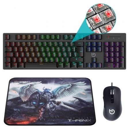 Pack Gaming Hiditec PAC010026/ Teclado Mecánico+ Ratón + Alfombrilla - Tiensol