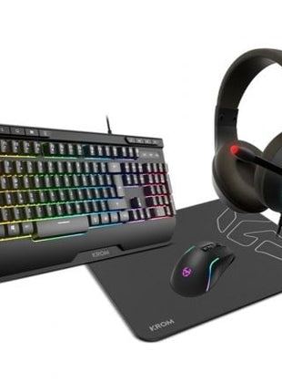 Pack Gaming Krom kenya/ Teclado RGB + Ratón Óptico + Alfombrilla + Auriculares - Tiensol