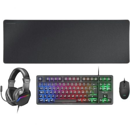 Pack Gaming Mars Gaming MCP - RGB3/ Teclado RGB + Ratón Óptico + Alfombrilla XXL + Auriculares - Tiensol