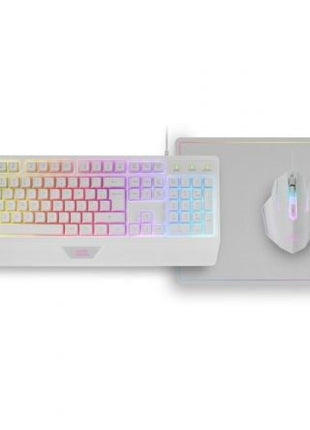 Pack Gaming Mars Gaming MCP124/ Teclado H - MECH + Ratón Óptico + Alfombrilla/ Blanco - Tiensol