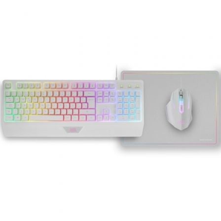 Pack Gaming Mars Gaming MCP124/ Teclado H - MECH + Ratón Óptico + Alfombrilla/ Blanco - Tiensol