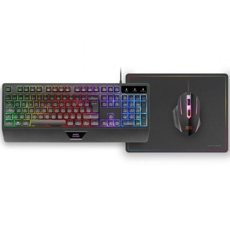 Pack Gaming Mars Gaming MCP124/ Teclado H - MECH + Ratón Óptico + Alfombrilla/ Negro - Tiensol