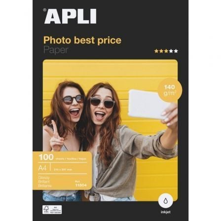 Papel Fotográfico Apli Bestprice 11804/ DIN A4/ 140g/ 100 Hojas/ Brillante - Tiensol