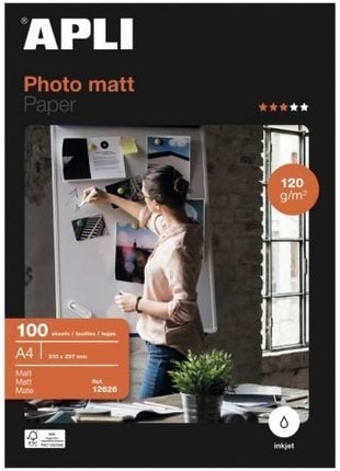 Papel Fotográfico Apli Matt 12626/ DIN A4/ 120g/ 100 Hojas/ Mate - Tiensol