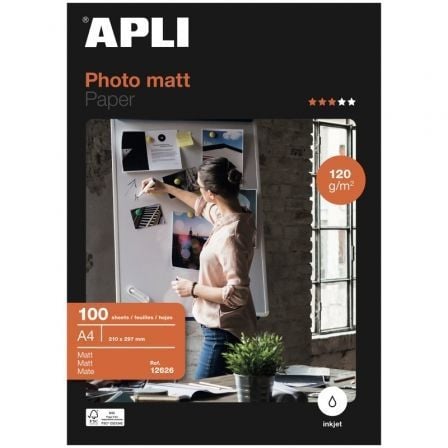 Papel Fotográfico Apli Matt 12626/ DIN A4/ 120g/ 100 Hojas/ Mate - Tiensol