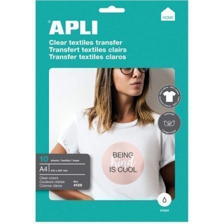 Papel Transfer Camisetas Apli 4128/ DIN A4/ 10 Hojas - Tiensol