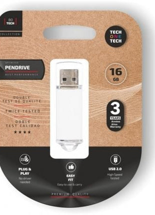 Pendrive 16GB Tech One Tech Basic USB 2.0/ Blanco - Tiensol