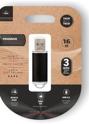 Pendrive 16GB Tech One Tech Basic USB 2.0/ Negro - Tiensol