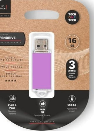 Pendrive 16GB Tech One Tech Basic USB 2.0/ Purpura Claro - Tiensol