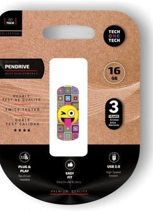 Pendrive 16GB Tech One Tech Emoji guiño USB 2.0 - Tiensol