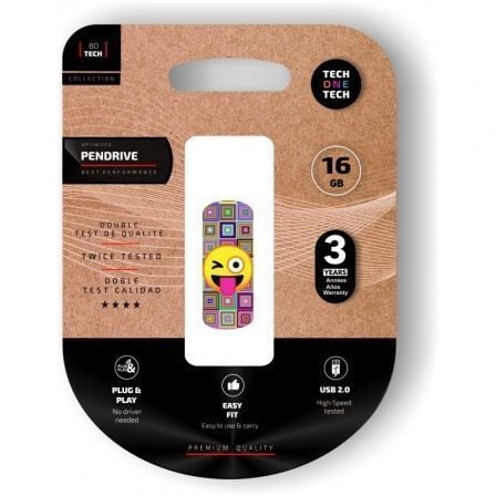 Pendrive 16GB Tech One Tech Emoji guiño USB 2.0 - Tiensol