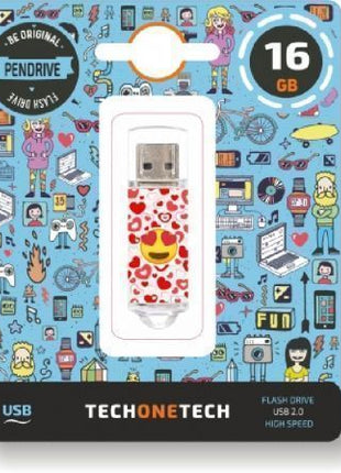 Pendrive 16GB Tech One Tech Emojis Heart Eyes USB 2.0 - Tiensol