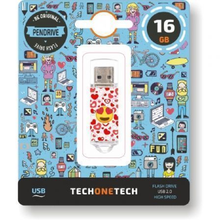 Pendrive 16GB Tech One Tech Emojis Heart Eyes USB 2.0 - Tiensol