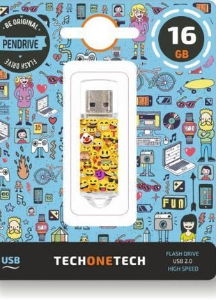 Pendrive 16GB Tech One Tech Emojis USB 2.0 - Tiensol