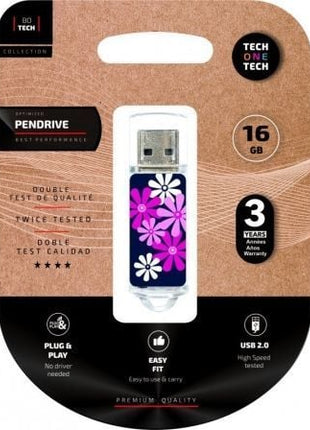 Pendrive 16GB Tech One Tech Flower Power USB 2.0 - Tiensol