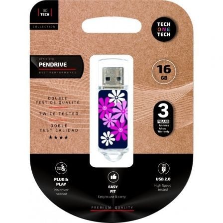 Pendrive 16GB Tech One Tech Flower Power USB 2.0 - Tiensol