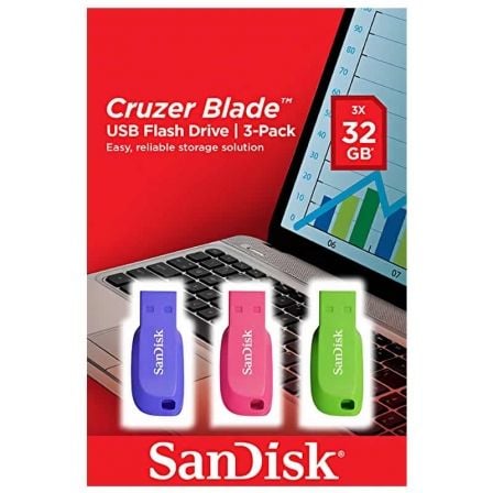 Pendrive 32GB SanDisk Cruzer Blade Pack 3 USB 2.0 - Tiensol