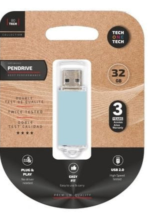 Pendrive 32GB Tech One Tech Basic USB 2.0/ Azul Cielo - Tiensol