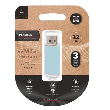 Pendrive 32GB Tech One Tech Basic USB 2.0/ Azul Cielo - Tiensol