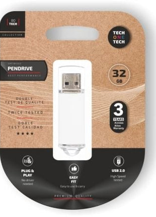 Pendrive 32GB Tech One Tech Basic USB 2.0/ Blanco - Tiensol