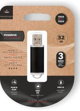 Pendrive 32GB Tech One Tech Basic USB 2.0/ Negro - Tiensol