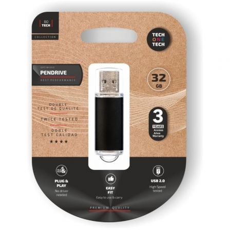 Pendrive 32GB Tech One Tech Basic USB 2.0/ Negro - Tiensol