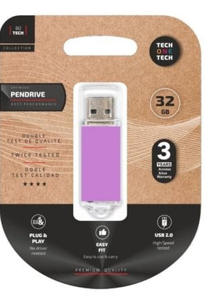 Pendrive 32GB Tech One Tech Basic USB 2.0/ Purpura Claro - Tiensol