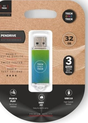 Pendrive 32GB Tech One Tech Be Ocean USB 2.0/ Verde Degradado - Tiensol