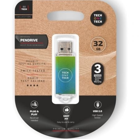 Pendrive 32GB Tech One Tech Be Ocean USB 2.0/ Verde Degradado - Tiensol