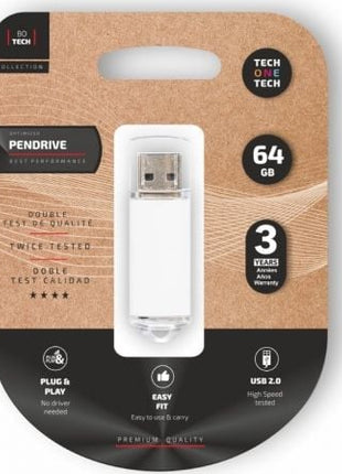 Pendrive 64GB Tech One Tech Basic USB 2.0/ Blanco - Tiensol