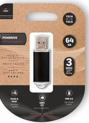 Pendrive 64GB Tech One Tech Basic USB 2.0/ Negro - Tiensol