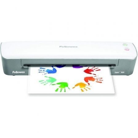 Plastificadora Fellowes Ion A4 4560001/ hasta A4 y 80 - 125 Micras/ Blanca y Gris - Tiensol