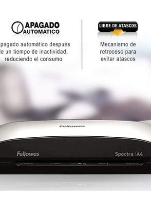 Plastificadora Fellowes Spectra A4/ hasta A4 y 125 Micras/ Negra y Gris - Tiensol