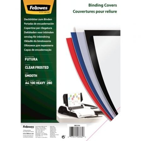 Portadas de Polipropileno Fellowes 5376503/ A4/ 300 Micras/ 100 unidades/ Transparente - Tiensol