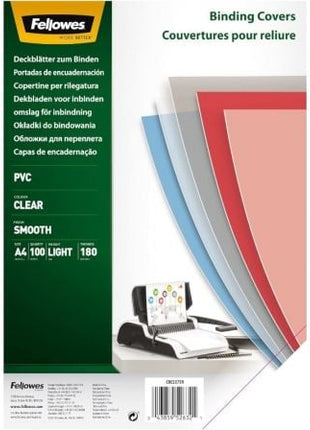 Portadas de PVC Fellowes 5375901/ A4/ 180 Micras/ 100 unidades/ Transparente - Tiensol