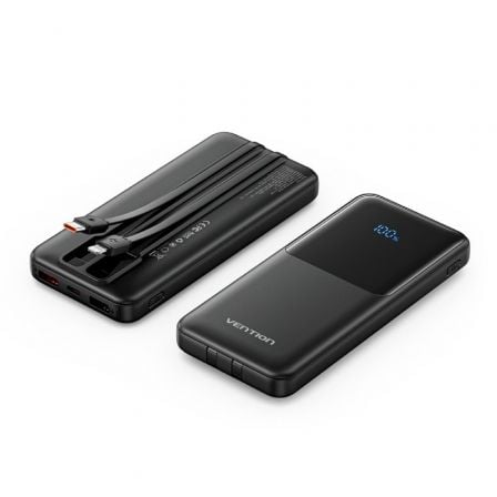 Powerbank 10000mAh Vention FHOB0/ 22.5W/ Negra/ Incluye Cable USB TIpo - C y Lightning - Tiensol