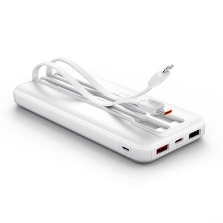 Powerbank 10000mAh Vention FHOW0/ 22.5W/ Blanca/ Incluye Cable USB TIpo - C y Lightning - Tiensol