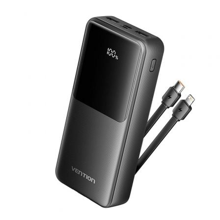 Powerbank 20000mAh Vention FHPB0/ 22.5W/ Negra/ Incluye Cable USB TIpo - C y Lightning - Tiensol