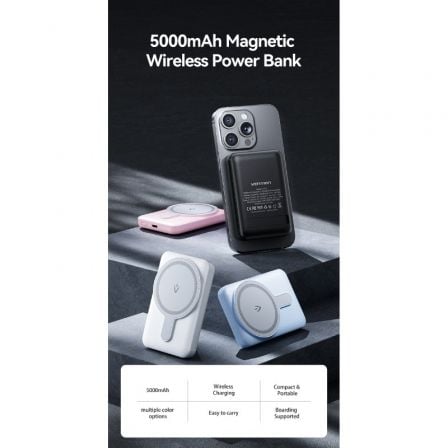 Powerbank 5000mAh Vention FHSB0/ 20W/ Wireless/ Negro - Tiensol