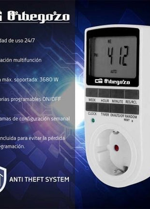 Programador de Enchufe Orbegozo PG 25/ Potencia Máxima 3680W - Tiensol