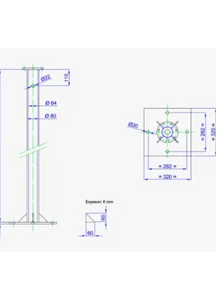 Puntera Torre Bornay Acople P400/750 1,3 m - Accesorios de Aerogeneradores