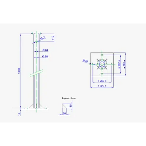 Puntera Torre Bornay Acople P400/750 1,3 m - Accesorios de Aerogeneradores