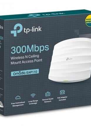 Punto de Acceso Inalámbrico TP - Link Omada EAP110 PoE 300Mbps/ 2.4GHz/ Antenas de 4dBi/ WiFi 802.11n/b/g - Tiensol