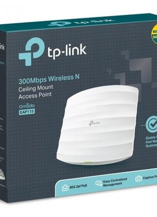 Punto de Acceso Inalámbrico TP - Link Omada EAP115 PoE 300Mbps/ 2.4GHz/ Antenas de 4dBi/ WiFi 802.11n/b/g - Tiensol