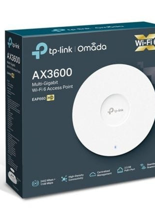 Punto de Acceso Inalámbrico TP - Link Omada EAP660 HD/ WiFi 6/ PoE 3600Mbps/ 2.4GHz 5GHz/ Antenas de 5dBi/ WiFi 802.11ax/ac/a/n/b/g - Tiensol