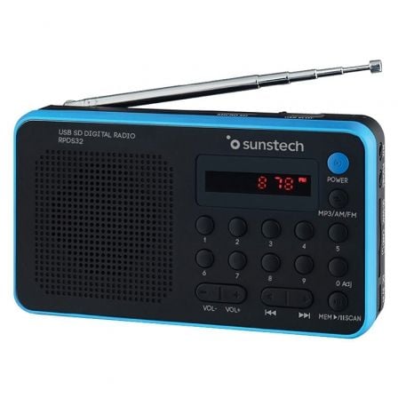 Radio Portátil Sunstech RPDS32BL/ Negra y Azul - Tiensol