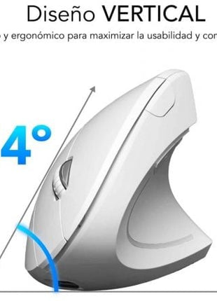 Ratón Ergonómico Inalámbrico por Bluetooth/ 2.4GHz Subblim Glide Vertical Ergo Dual Battery/ Batería Recargable/ Hasta 1600 DPI/ Blanco - Tiensol