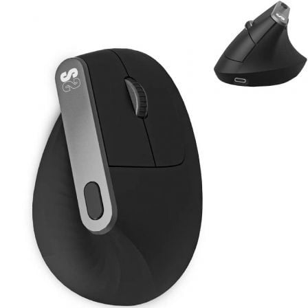 Ratón Ergonómico Inalámbrico por Bluetooth/ 2.4GHz Subblim Nature Vertical Ergo Dual Battery/ Batería Recargable/ Hasta 4000 DPI/ Negro - Tiensol