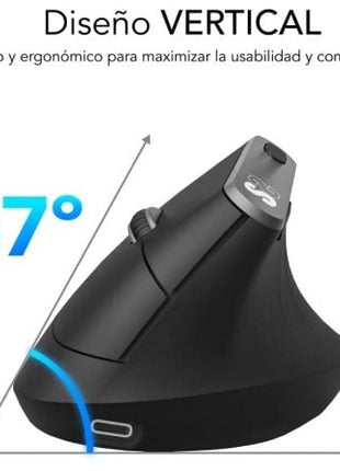 Ratón Ergonómico Inalámbrico por Bluetooth/ 2.4GHz Subblim Nature Vertical Ergo Dual Battery/ Batería Recargable/ Hasta 4000 DPI/ Negro - Tiensol