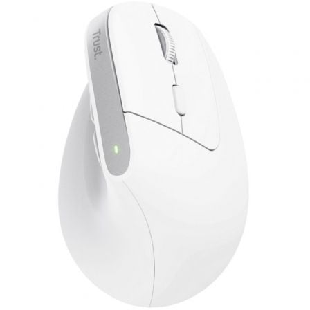 Ratón Ergonómico Inalámbrico por Bluetooth Trust Bayo+/ Batería Recargable/ Hasta 2400 DPI/ Blanco - Tiensol